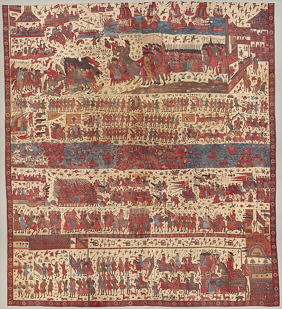 Hanging depicting a European conflict in South India, Coromandel Coast, before 1763